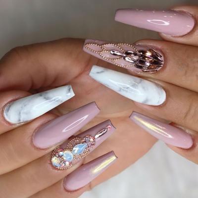 China Design Fake Finger Nails High Quality New Arrival Acrylic Artificial Nails Custom False Packaging French Artificial Nails Nail Tips for sale