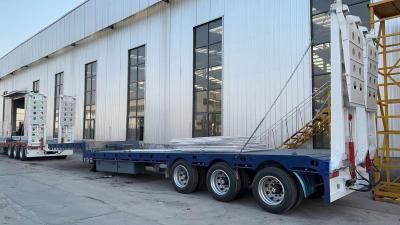 China 24hour Online Service 3 Axles Semi Truck Trailer Steel Low Bed Semi Trailer Standard for sale