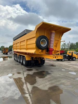 China 4 Axle Rear Dump Semi Trailer Made of Durable Steel and Wabco Relay Valve for Dumping for sale