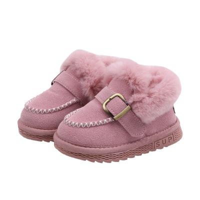 China New Arrivals Anti-odor Comfortable Warm Black Children's Ankle Suede Shoes Plush Snow Boots for sale