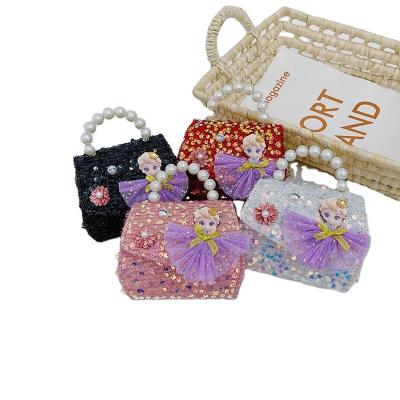 China Shiny Bowknot Flower Style Fashion Kids Mini Princess Messenger Bag Coin Purse Cute Kids Handbag for sale