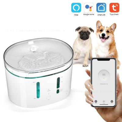 China Tuya WIFI Automatic Smart Dispenser Remote Automatic Drinker Cat Water Fountain Dog Water Drinking Filters Remote Timing Feeder for sale