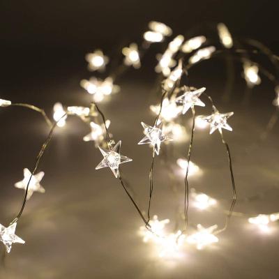 China Garden Star Copper Wire String Fairy Wedding Lights Ceiling Hanging Led Decoration Light Outdoor Christmas for sale