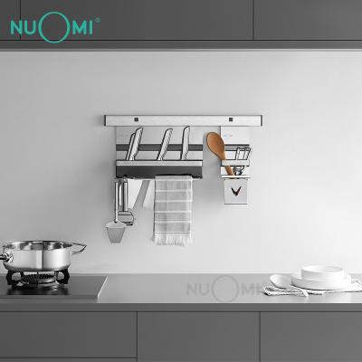 China NUOMI Sustainable Kitchen Storage Wall Mounted SUS304 Stainless Steel Hanging Rack for sale