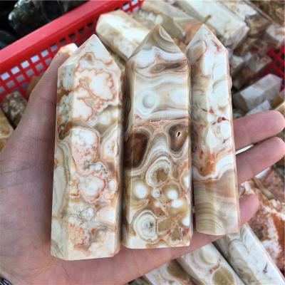 China China Wholesale Natural Point Flower Color Stalactite Calcite Crystal Tower For Crystal Therapy for sale