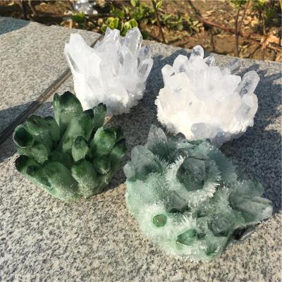 China China Wholesale Pyramid Green Quartz Ghost Reiki Crystal Cluster Green Crystal Cluster For Sale for sale