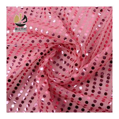 China Other 6mm sequin pink glitter high quality fancy design silver metallic pleated mesh fabric for dress for sale