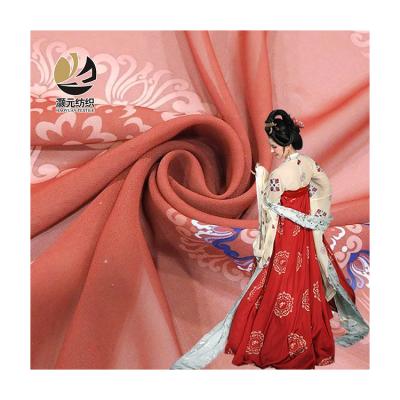 China Other factory wholesale cheap red floral digital printed 80GSM chiffon fabric for garment for sale