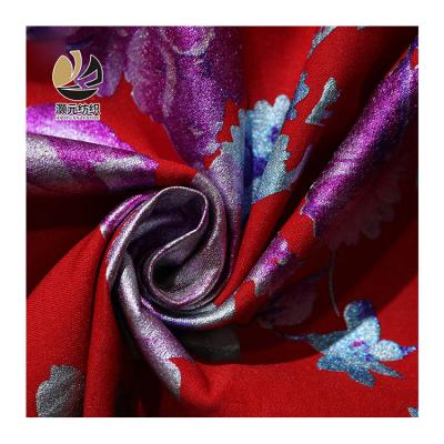 China Other Red 100% Polyester Weft Knitting Big Flower Print Fabric For Clothes for sale