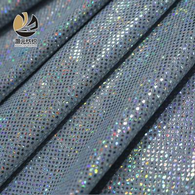 China Breathable High Sequin Rainbow Party Girl Flash Dress Costume Knitting Fabric for sale