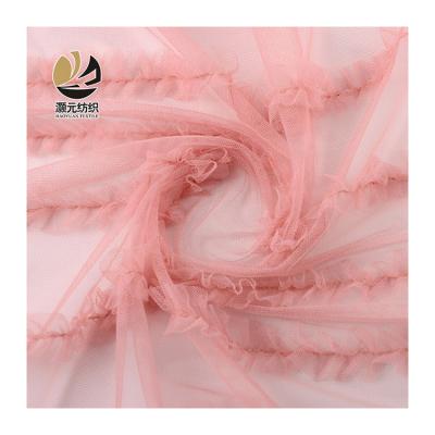 China Other Nice Design 100 Different Color Polyester High Quality Tulle Lace Fabric For Wedding Dress for sale