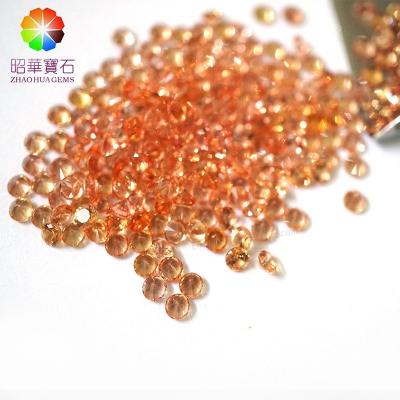 China Synthetic Corundum Orange Sapphire Corundum Round Cut Loose Gemstone for sale