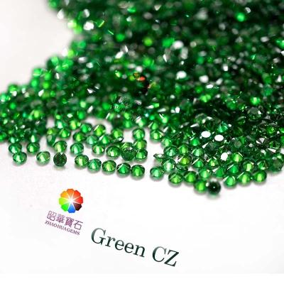 China Zircon Factory Wholesale Green Loose CZ Round Cut Gemstone Zircon for sale