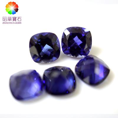 China Synthetic Corundum Cushion Cut Sapphire Blue Corundum Blue Loose Gemstone #34 Wholesale for sale