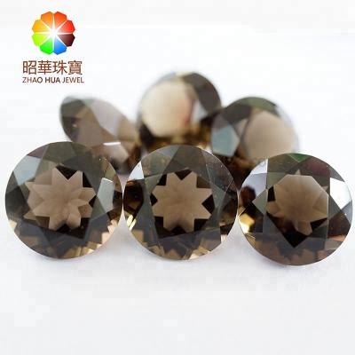 China Iridescence / Iridescent Round Floral Loose Cut Smoky Quartz Gemstone for sale