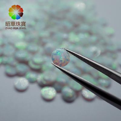 China Factory Price Synthetic Star Gemstones White Opal Gemstone Loose Round Cabochon Gemstone K-17B for sale