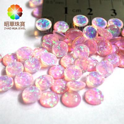 China Star Pink Synthetic Opal Round Cabochon Loose Gemstone for sale