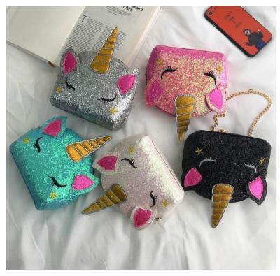 China No Unicorn Chain Bling Bag, Colorful Back Unicorn Purse for Kids, Unicorn Coin Pouch Bag for sale