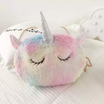 China 2019 Newest Cartoon Unicorn Plush Colorful No Chain Bag, For Kids For Adult Lovely Soft Bag for sale