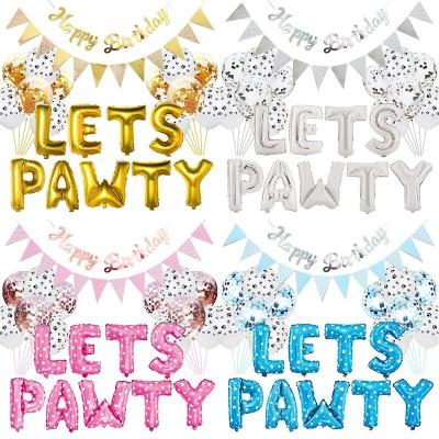 China Pet Party Decoration Kit Dog Cat LEAVES PAWTY Balloons Birthday Banners Party Supplies Natural for sale