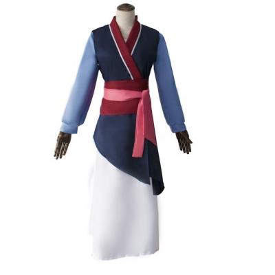 China Princess Costume Movie Adult Cosplay Hua Mulan Dress Blue Cotton Dress for sale