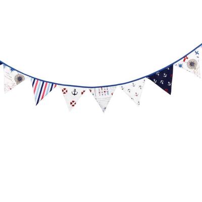 China 3m Cotton Anchor Nautical Hanging Pennant Banner for Boys Birthday Baby Shower, Happy Birthday Kids Party Cloth Bunting for sale