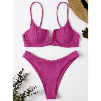 China The Lift Up V-wired by Rose High Quality Sexy Bikinis Plus Size Swimwear Swimsuit Ribbed Biquinis New High Cut Women Swimsuit Women 2022 for sale