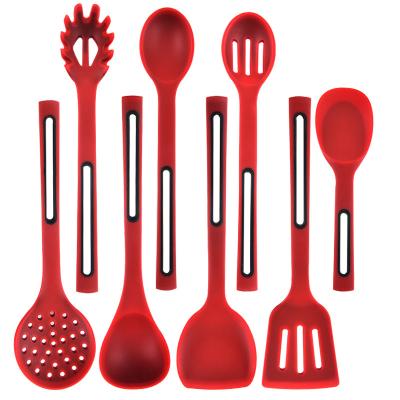 China New Sustainable Kitchen Utensil Set Cooking Tools 8 Piece One Piece Stick Silicone Spatula And Spoon Set No for sale