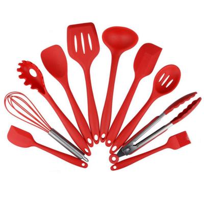 China Sustainable Silicone Cookware Set Cooking Spoon Shovel 10 Sets Baking Non Stick Cooking Spoon Cooking Utensil for sale