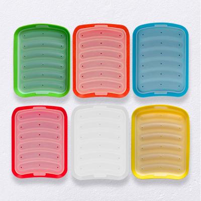 China Baby Food Supplements Sausage Mold Food Grade Stocked Silica Gel Baked Popular Homemade Egg Sausage Box Hot Dog Mold for sale