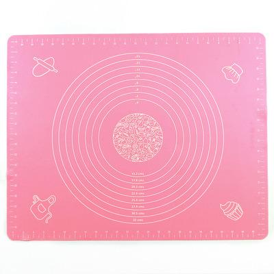 China Kitchen Tool Dough Mat Cutting Board Scale Silicon Non-Slip Baking Kneading Mat Pink 50*40cm Universal Viable for sale