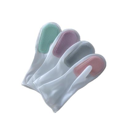 China Durable Waterproof Multifunctional Magic Rubber Silicone Kitchen Brush Dishwashing Anti-Clogging Gloves for sale