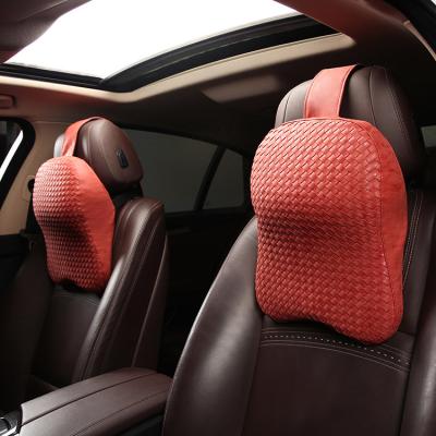 China Memory TOE New Design Memory Foam Leather Car Neck Headrest Movable Pillow for sale