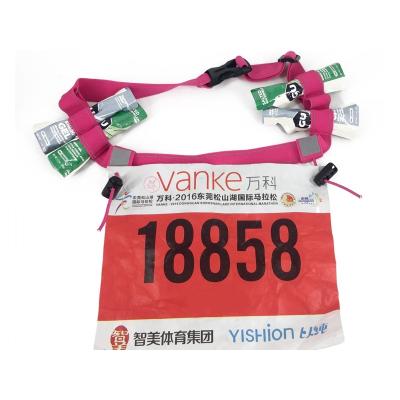 China Sports Running Bibs Triathlon Thoughtful Reflective Marathon Running Bibs Custom Elastic Accessory Tri Number Belt With 6 Gel Holders Energy Bars for sale