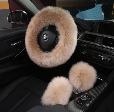 China New car-styling wool blanket winter long woolen warm car creative cute sheer perfect fit three-piece suit steering wheel covers for sale