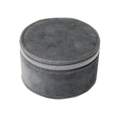 China Handmade Hot Selling Leather Round PU Jewelry Storage Box Travel Earbud Holder Case for sale