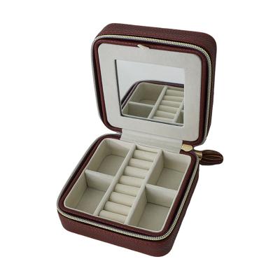 China Handmade Mini Design Jewelry Box Travel Leather Jewelry Storage Box for sale