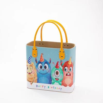 China Hot Selling Fashion Cartoon Product Gift Cute Candy Box PU Leather Shopping Basket for sale