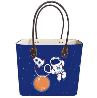 China Hot Sale Fashion Cartoon Souvenirs Gift PU Leather Basket Storage Packaging With Handle for sale