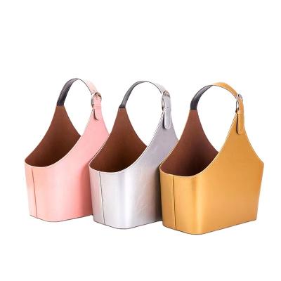 China Hot Sale China Factory Fashion Gift Food Basket Food PVC PU Leather Storage Basket for sale