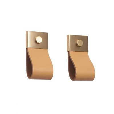 China Modern Wholesale Modern True Layer Nordic First Cowhide Luxury Brass Handles And Knobs For Kitchen And Bedroom Drawers LT-0510 for sale