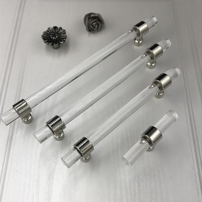 China Modern Acrylic Pull Handles New Product Transparent Furniture Handle And Modern Knob Screws Long 14mm For Drawers AL-0001 for sale