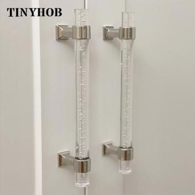 China NEW Modern Clear Acrylic Bubble Handle Modern Style Drawer Knobs T Bar Handle Bathroom Pulls Sideboard Door Handle AL-0620 for sale