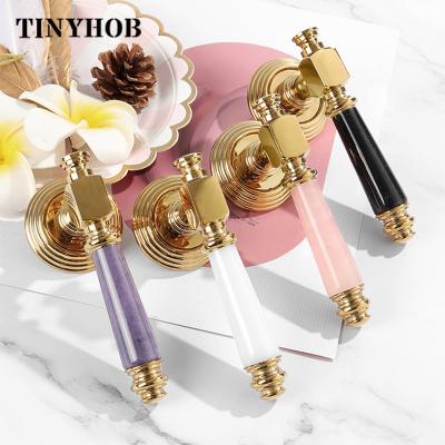 China Multicolor crystal indoor pure brass lock door handle mute golden lock zinc alloy split room with key,passage lock CL-1045 for sale