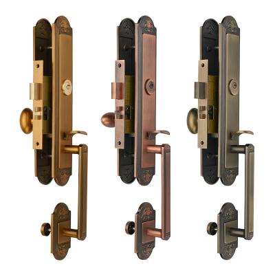 China Chinese Luxury Indoor Double Room Conference Hotel Double Door Lock Brass Three Colors Villa New Open Wooden Door Lock Set CL-0928 for sale