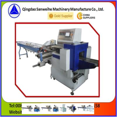 China Máquina de embalagem de fluxo horizontal azul 3,6KW Máquina de embalagem alternativa de filme mais largo à venda