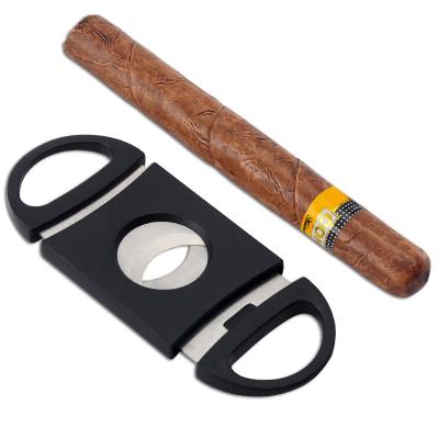 China Stainless Steel Fancy Cigar Accessories Transitional Double Scissors Cut Blade Cigar Cutter Guillotine for sale