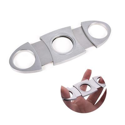 China Eco-friendly Double Blade Metal Guillotine Cigar Table Smoking Cutter Accessories Punch Combo Scissor Cigar Accessories for sale