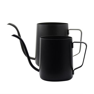 China WITH LID long drip black coating narrow gooseneck pour over coffee kettle hand pour spout coffee tea kettle maker set for sale