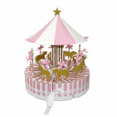 China Recyclable Unicorn Theme Baby Shower Carousel Decorations Birthday Party Paper Box Party Supplies for sale